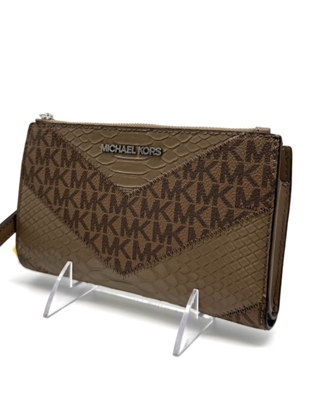 Michael Kors Large Jet Set Travel Logo Double Zip Wallet Dusk Multi